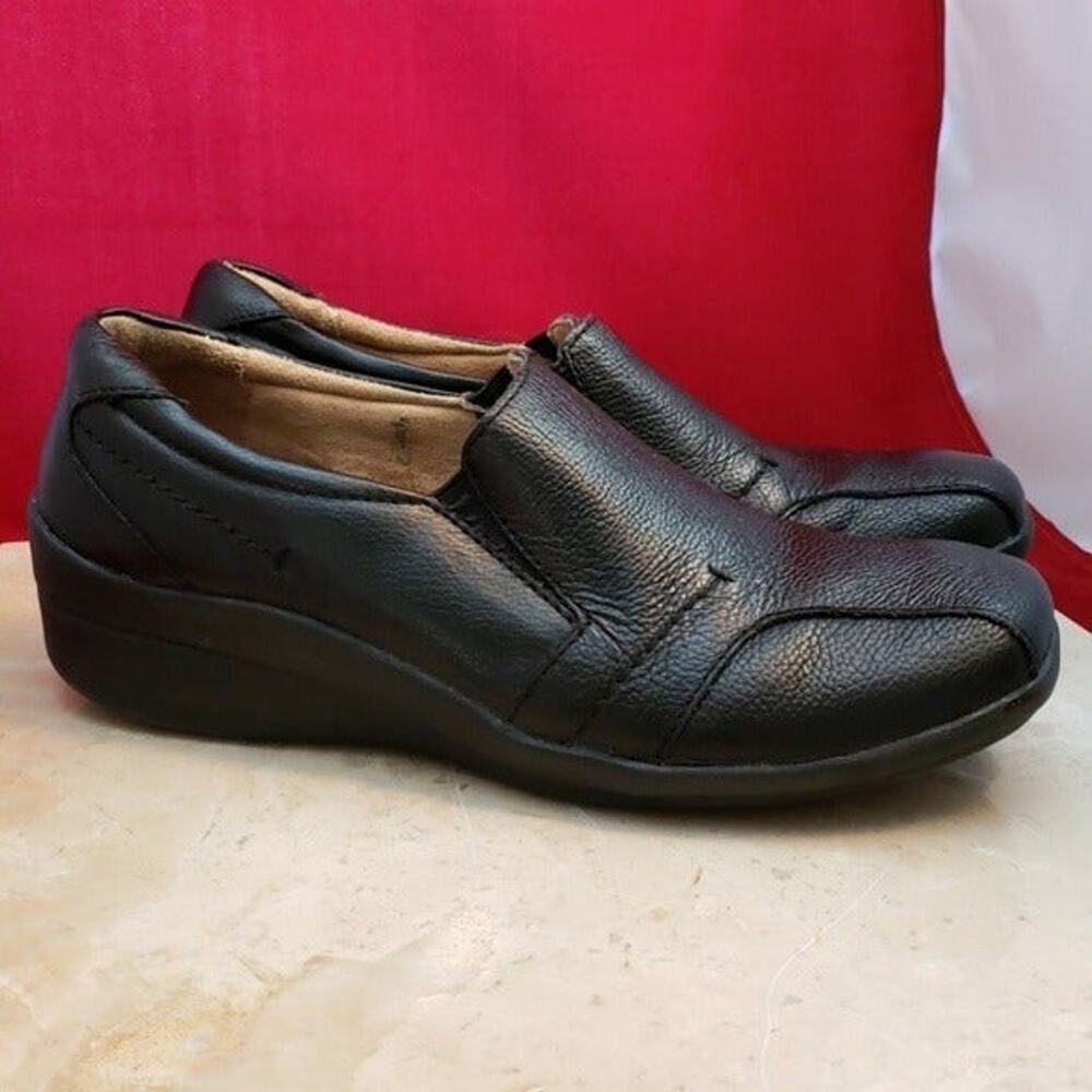 Dr. Scholl's Katie Wedges Black Pebble Leather Bicycle Toe Style- Size 6.5
